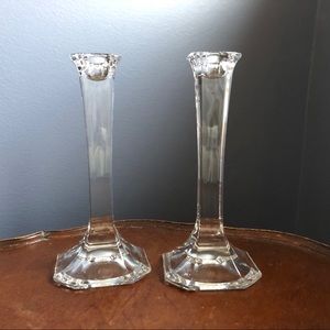 Vintage Mikasa Crystal Candlestick Pair